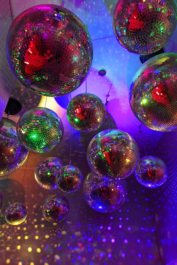 Disco balls at Resorts World Restroom